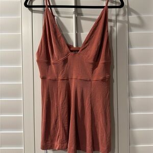 Free People Terra Cotta Tie-back Blouse